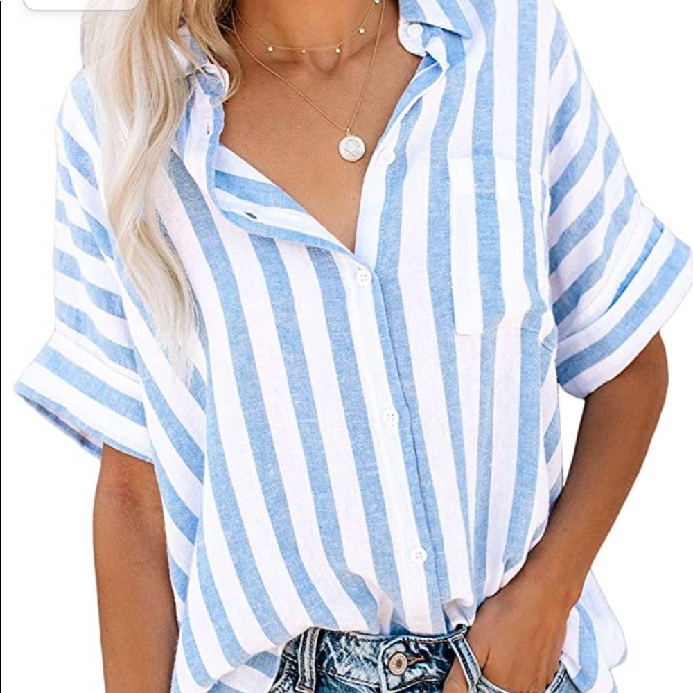 White with blue strips xxl brand new blouse